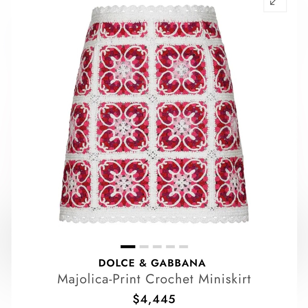 Dolce & Gabbana Majolica crochet knit mini skirt, size 36 euro, XS